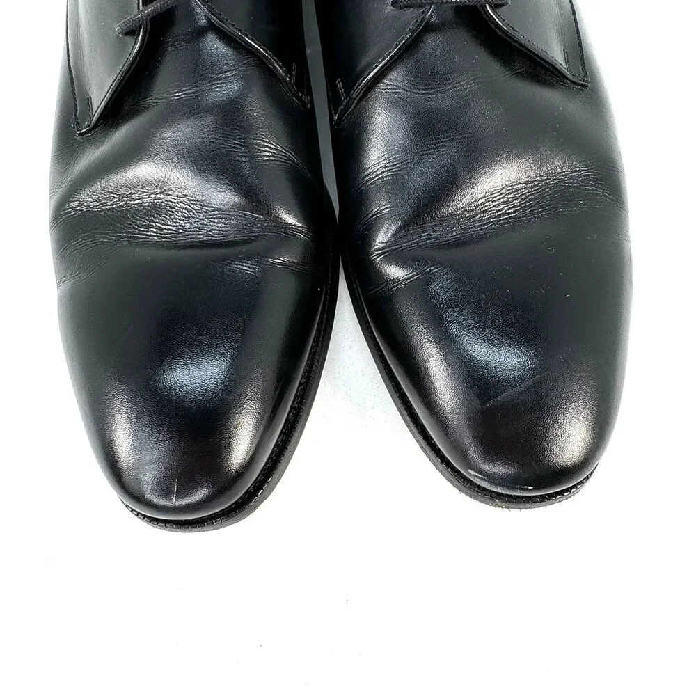 Jack Erwin Black Leather Oxfords Dress Shoes Made in Spain Men's 10.5D US